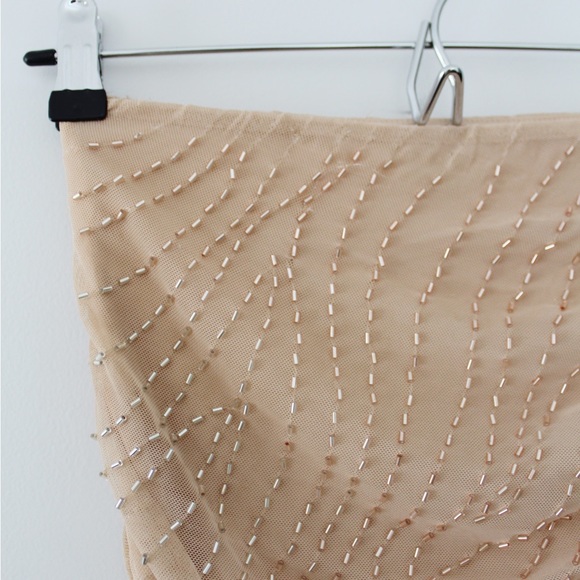 Oh Polly Martinique Embellished Asymmetrical Mini Skirt in Sand - Picture 10 of 11